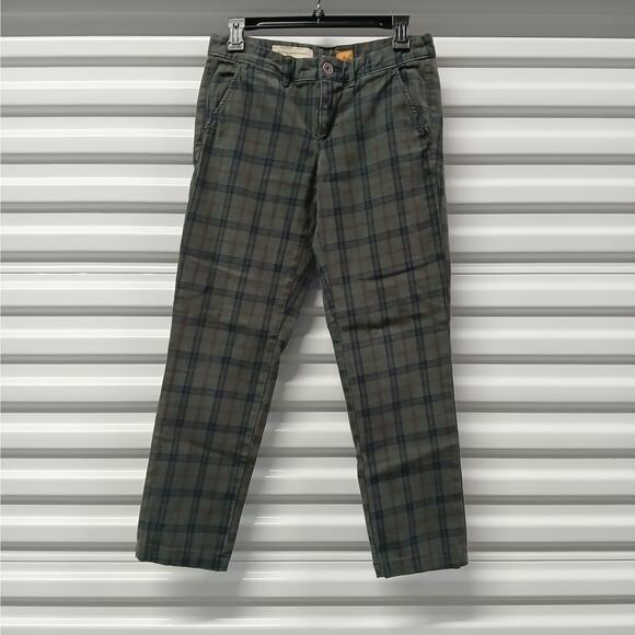 Anthropologie Pilcro & The Letterpress Hyphen Pant Women 27 Green Plaid Academia - Picture 1 of 6